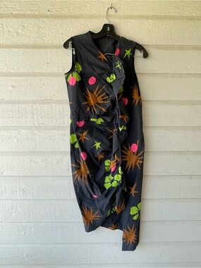 Vintage ISA ARFEN Asymmetrical Woman’s  Black Hawaiian Dress Size 8